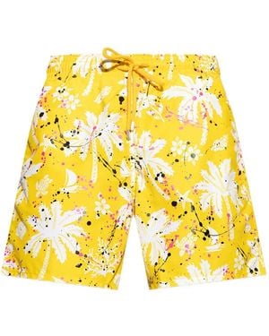 Palm Angels Palm-Tree Swim Shorts - Yellow