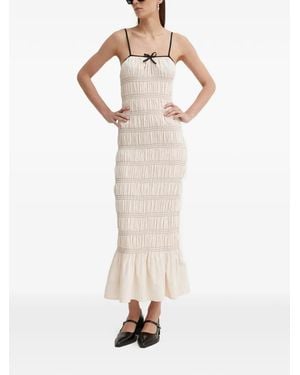 Résumé Beaurs Shirred Ruffle Midi Dress - White