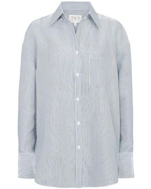 Twp Camisa Oversize A Rayas Diplomáticas - Gris