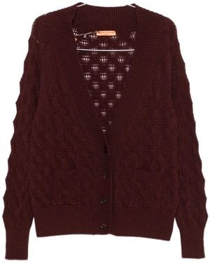 Ermanno Scervino Cable-Knit Pointelle-Trim Cardigan - Purple