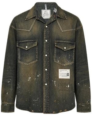 Maison Mihara Yasuhiro Flatted-Collar Denim Shirt - Green