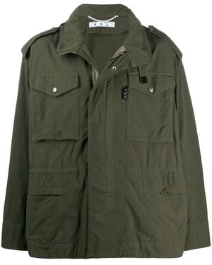 Off-White c/o Virgil Abloh Hooded Arrows-Print Jacket - Green