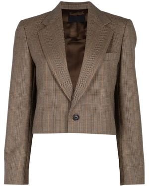Nili Lotan Swan Checked Cropped Jacket - Brown
