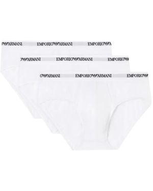 Emporio Armani Logo-Detailed Briefs (Pack Of Three) - White