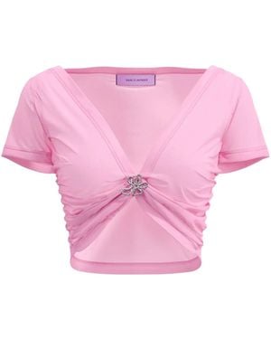 MACCAPANI Angela Gathered-Detail Cropped Top - Pink