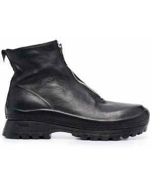 Guidi Zipped Leather Ankle Boots - Black