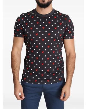 Dolce & Gabbana Heart-Print T-Shirt - Black