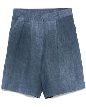 ..,merci Denim-Print Shorts - Blue