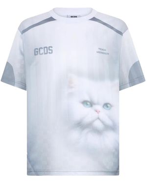Gcds Cat-Print T-Shirt - Blue