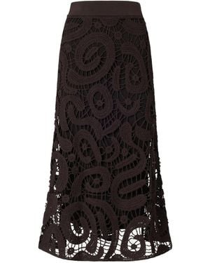 Pinko Geometric Crocheted Midi Skirt - Black
