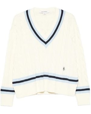 Sporty & Rich Idora Cable-Knit V-Neck Jumper - White