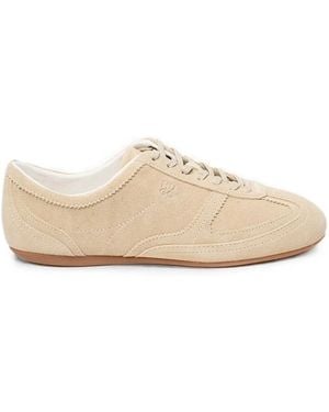 HUGO Suede-Finish Lace-Up Sneakers - Natural
