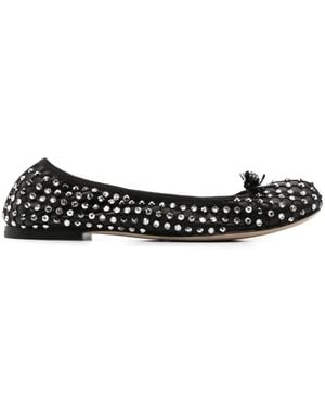 Rene Caovilla Crystal-Embellished Ballet Flats - Black