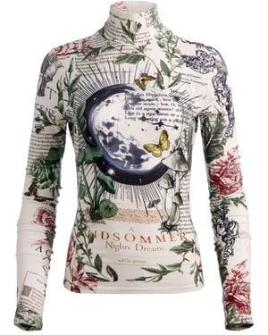 Alice + Olivia Delaina Long-Sleeve Turtleneck Top - White