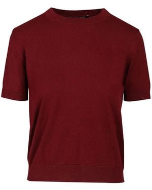 Max Mara Ribbed-Trim Short-Sleeve T-Shirt - Red