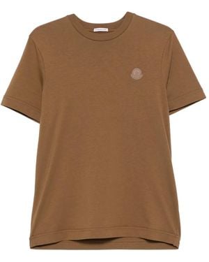 Moncler T-Shirt À Patch Logo - Brown