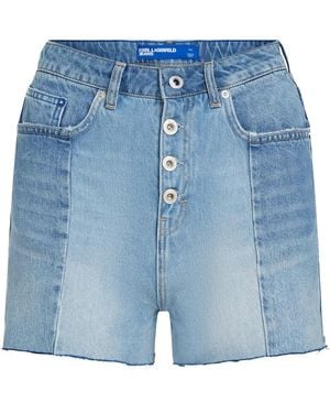 KARL LAGERFELD High-Rise Denim Shorts - Blue