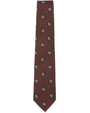 BIGI MILANO Diamond-Print Tie - Brown