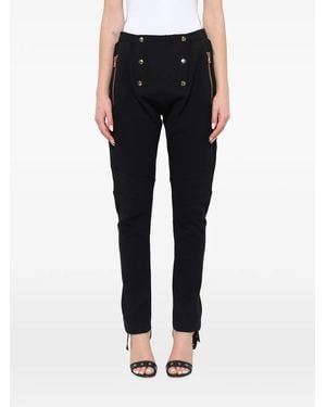 Balmain Button-Detail Jersey Zip-Pocket Trousers - Black