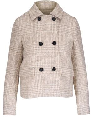 Kiton Checked Double-Breasted Jacket - Natural