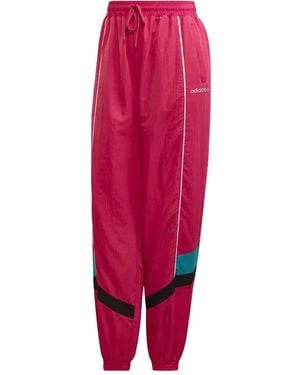 adidas カラーブロック トラックパンツ - レッド