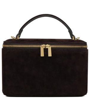 POTAMY Zip Handle Suede Mini Bag - Black