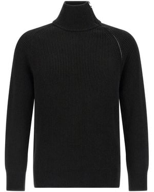 Riviera Ribbed Zip Jumper - Black