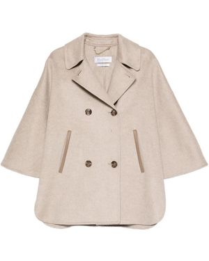 Max Mara Aospite Double-Breasted Cape-Style Jacket - Natural