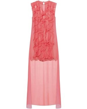 Alberta Ferretti Ruffle-Detail Silk Blouse - Pink