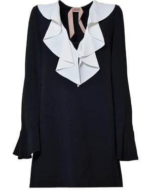 N°21 V-Neck Ruffle-Detail Dress - Black
