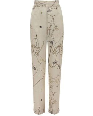 Victoria Beckham Zijden Pyjamabroek Met Print - Naturel