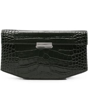 TOTEME Clip Croc-Embossed Clutch Bag - Black
