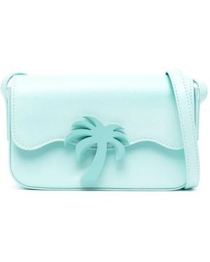 Palm Angels Palm Beach Bridge Leather Shoulder Bag - Blue
