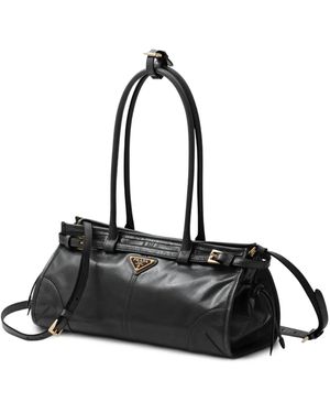 Prada Bonnie Handtasche Aus Mittelhohem Leder - Schwarz