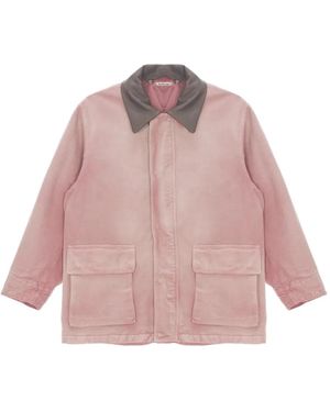 AURALEE Contrasting-Collar Jacket - Pink