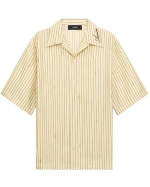 Amiri Script Striped Bowling Shirt - Natural
