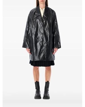 Low Classic Single-breasted faux-leather coat - Negro