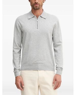 Benetton Half-Zip Long-Sleeve Polo Shirt - Gray