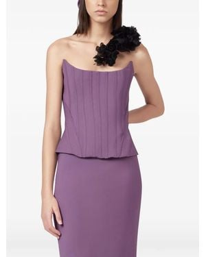 GIUSEPPE DI MORABITO Corset-Style Floral-Appliqué Top - Purple