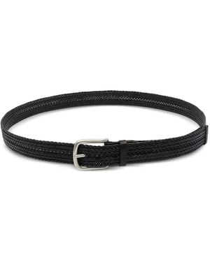 Orciani Plug Braided Leather Belt - White