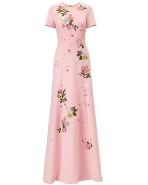 Carolina Herrera Floral-Embroidered Maxi Dress - Pink