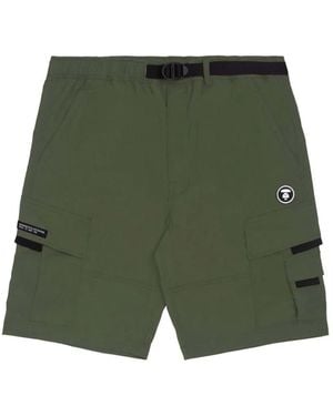 Aape By A Bathing Ape Moonface Belted Cargo Shorts - Green