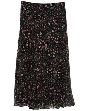 Isabel Marant Floral-Print Silk Maxi Skirt - Black