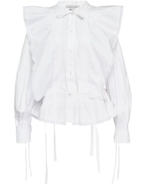 Lee Mathews Emilie Ruffled Pintuck Blouse - White