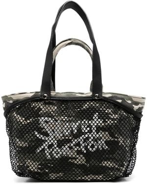 Secret Pon-pon City Camouflage Mesh-Overlay Tote Bag - Black