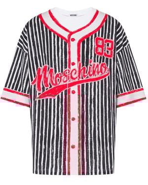 Moschino Striped-Print Cotton T-Shirt - Red