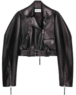 Givenchy クロップド レザージャケット - ブラック
