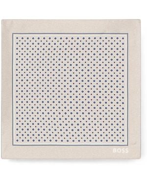 BOSS Geometric-Print Pocket Square - White