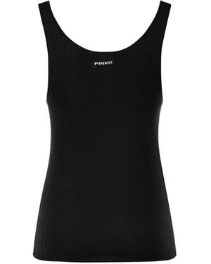 Pinko Ribbed-Knit Tank Top - Black