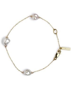 AUTORE MODA 9Kt Sophia Keshi Gelbgoldfußkette Mit Perle - Weiß